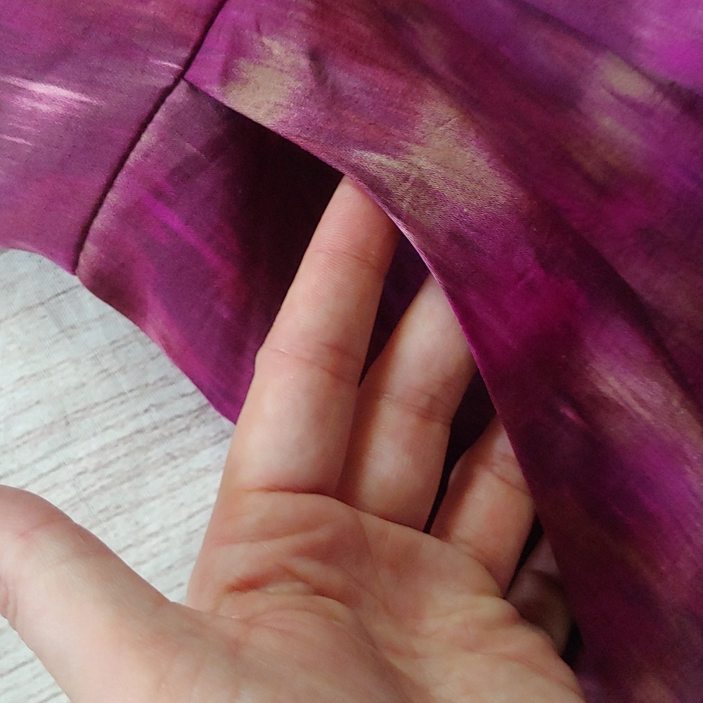LOFT Pink and Purple Ruffled Dress with Puff Cap Sleeves - Picture 5 of 10